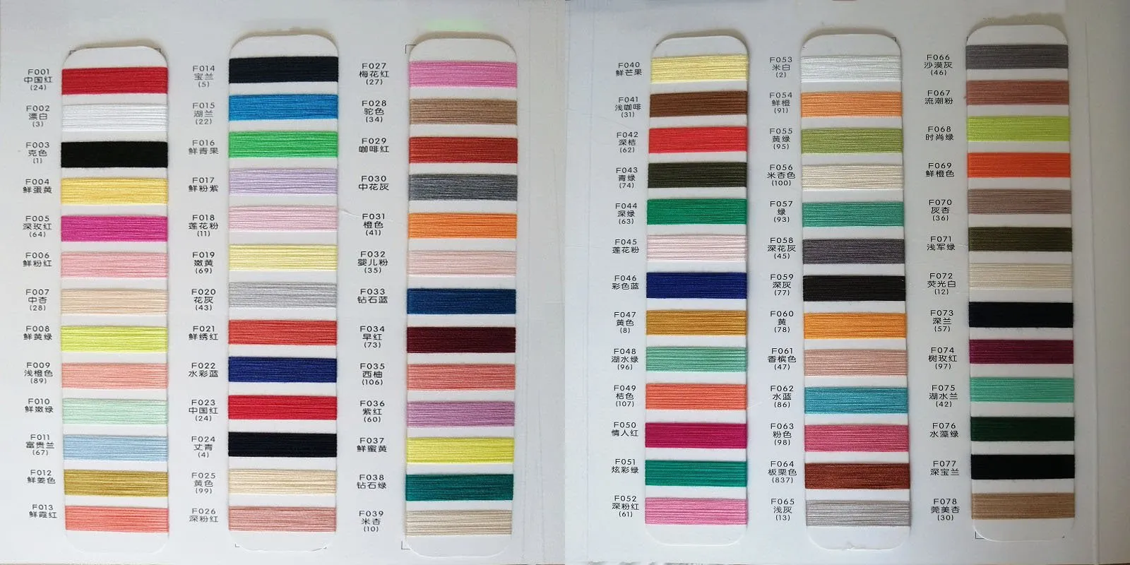 Core spun yarn reference color card