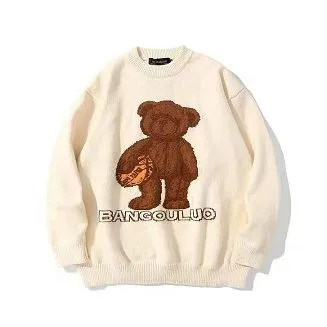 Vintage Bear Cartoon Jacquard Men's Sweater